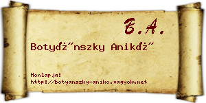 Botyánszky Anikó névjegykártya